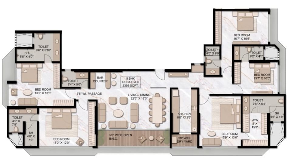 9-Element-Bandra-Floor-Plan-5 BHK-2395 Sqft
